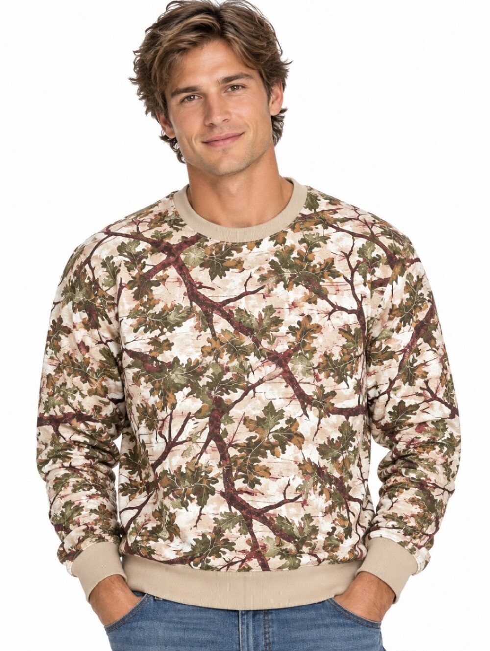 NWT Original Use Men's Oak Leaf Camouflage Mid Weight Crewneck Sweatshirt (Xxl)